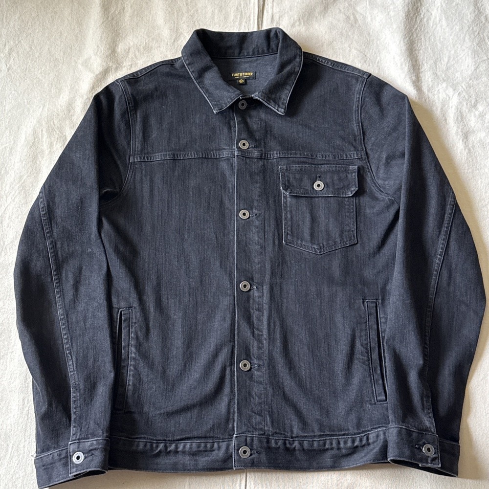 Huckberry Flint & Tinder Stretch Denim Trucker Jacket Stone Wash XL Made In USA